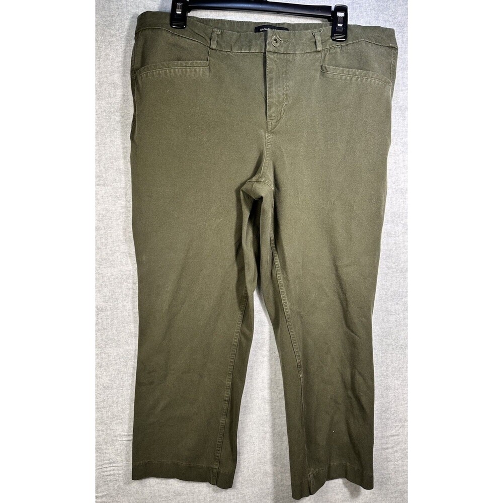 Banana Republic Straight Leg Ankle Pants Womens 14 Green Mid Rise Crop Chino